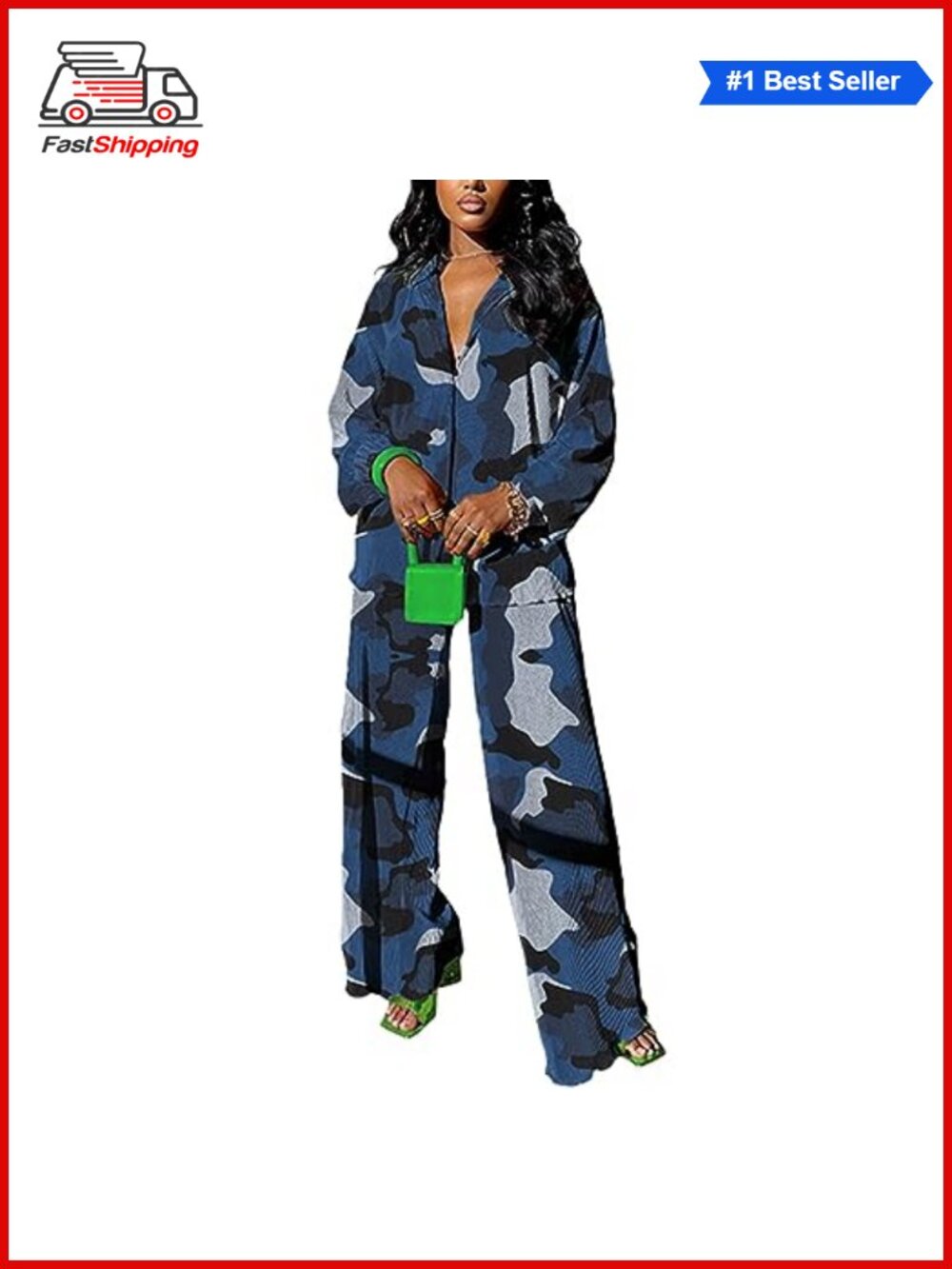 ✨ Plisse 2 Piece Set Shirt & Wide Leg Pants Loose Fit Button Down